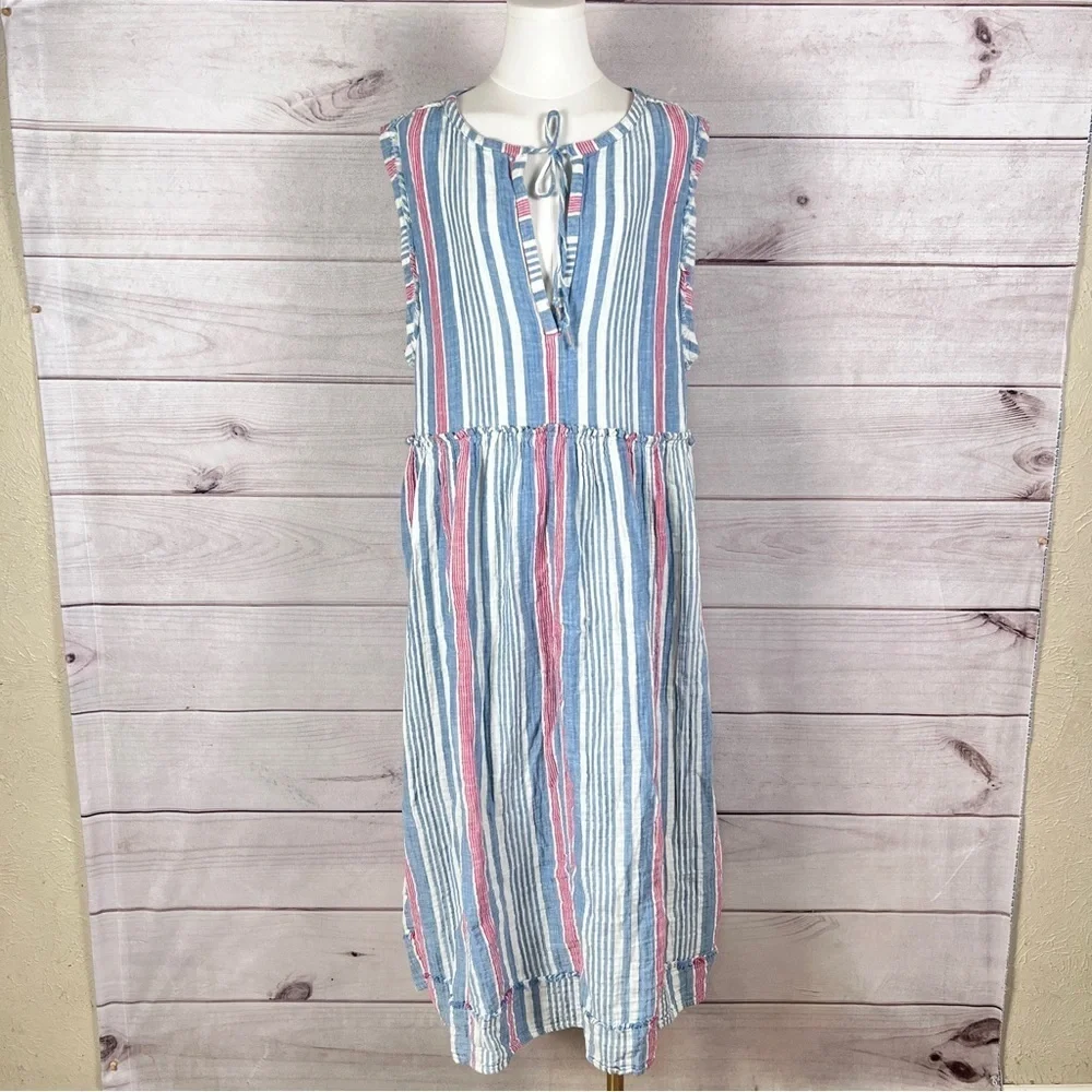 Free People We the Free Surf Striped Maxi Dress Blue Sleeveless Sz S - Picture 4 of 11